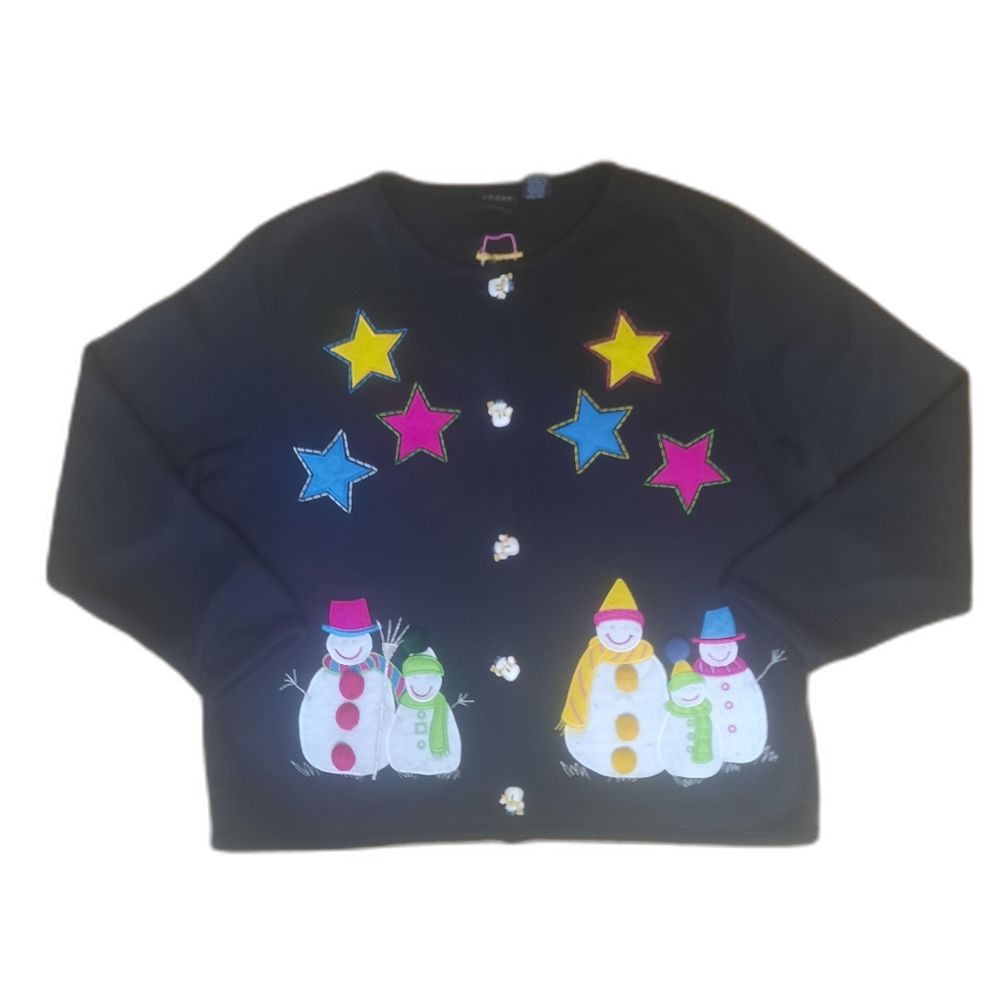 Onque Casuals Vintage 90s Winter Holiday Ugly Sweater Cardigan Size Medium
